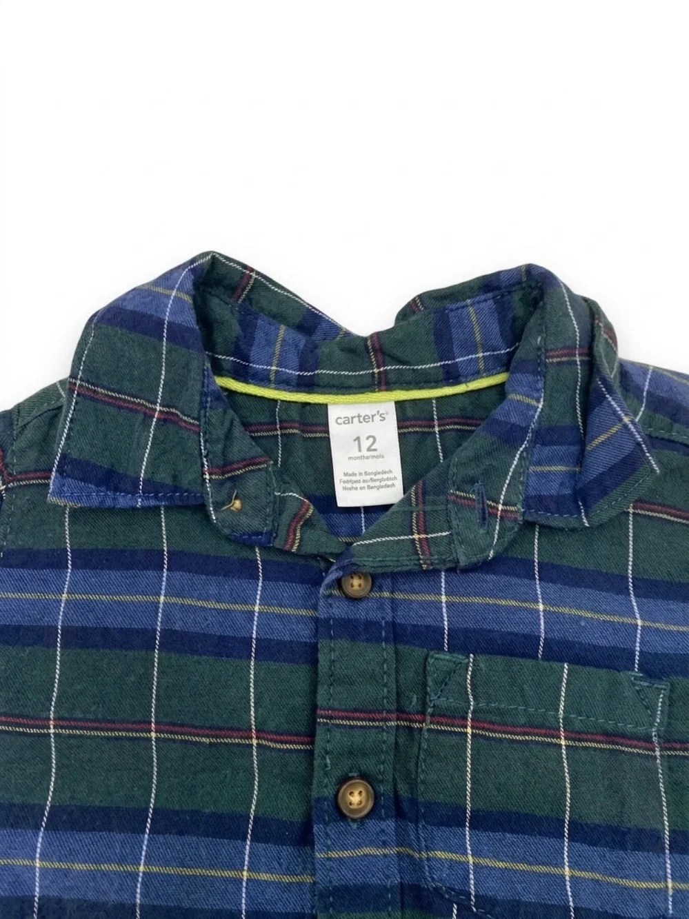 Carter's Green & Navy Plaid Long-Sleeve Button Shirt 2pc Set